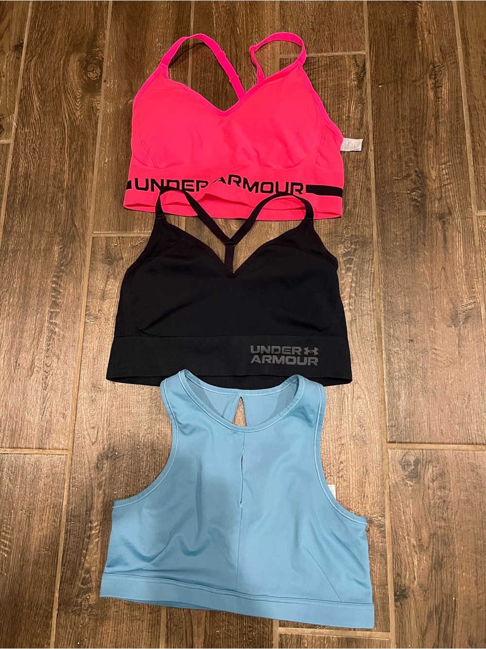 Under Armour Women's Sports Bra Pack - Hot Pink, Black, Light Blue. Size XL